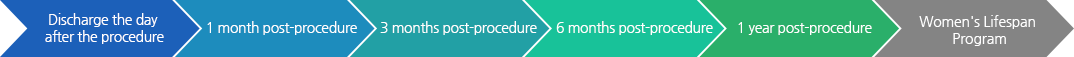 시술 다음날 시술후 1개월 시술 후 3개월 시술 후 6개월 시술 후 1년 여성 생애주기 관리 프로그램