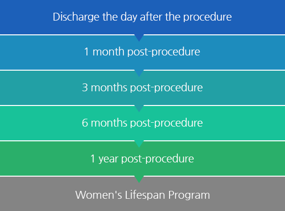 시술 다음날 시술후 1개월 시술 후 3개월 시술 후 6개월 시술 후 1년 여성 생애주기 관리 프로그램